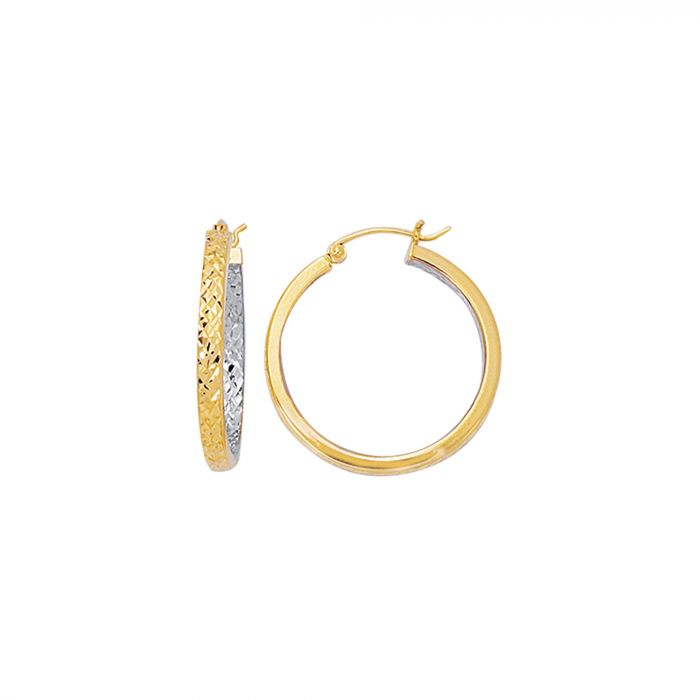 14 Karat 2 Tone Gold Hoop Earrings