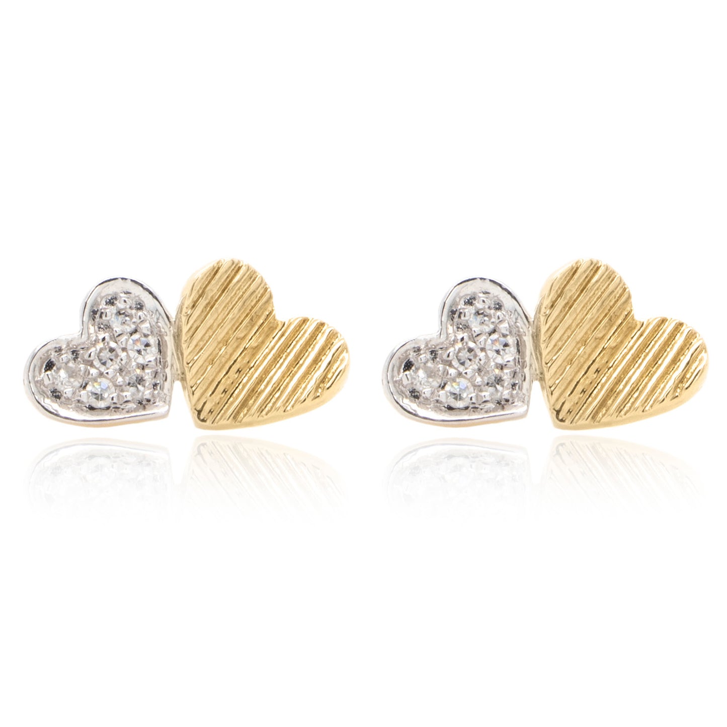 14 Karat Yellow Gold Diamond Heart Earrings