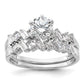 Sterling Silver 6 Prong Cubic Zirconia Engagement Ring with Matching Band Set - Size 7