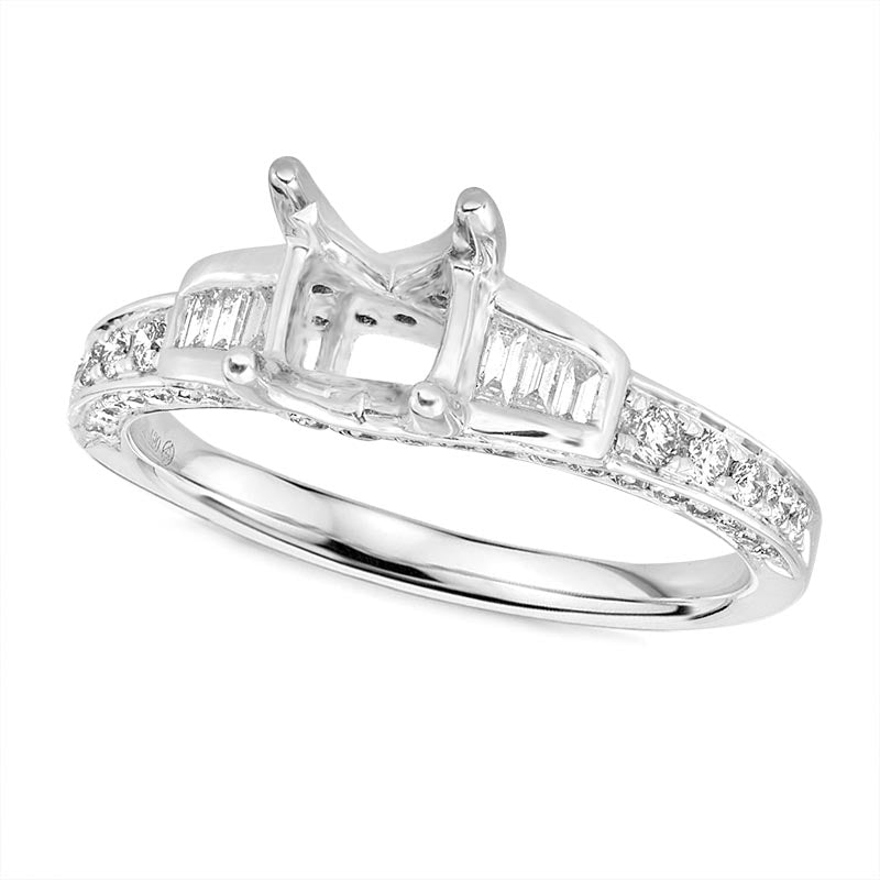 Lady's 18 Karat White Gold Contemporary Engagement Ring