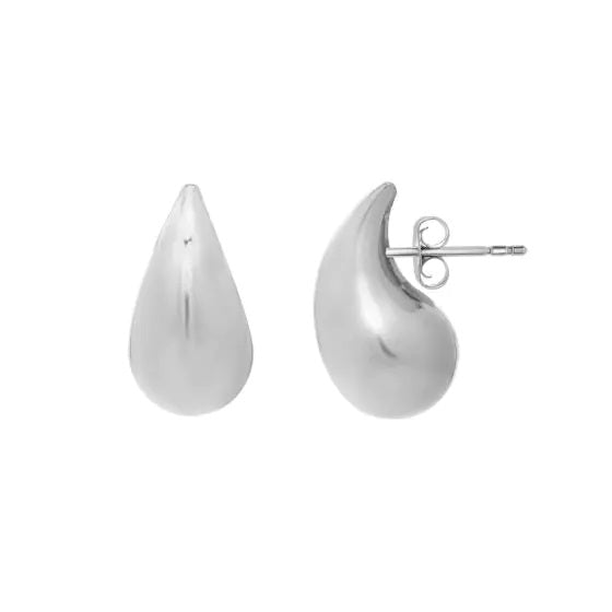 Sterling Silver Puffed Teardrop Stud Earrings