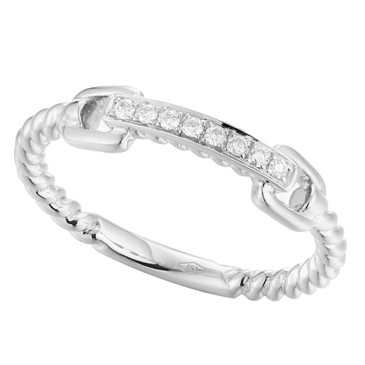 Lady's 18 Karat White Gold 0.08ct Diamond Contemporary Fashion Ring - Size 7