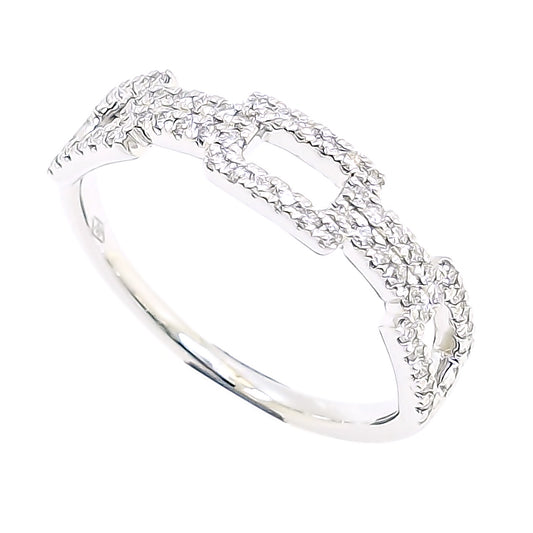 Lady's 18 Karat White Gold 0.36ct Diamond Contemporary Fashion Ring - Size 7