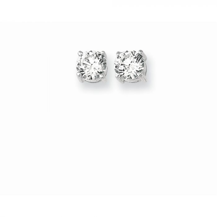 Sterling Silver 5mm Round Cubic Zirconia Stud Earrings