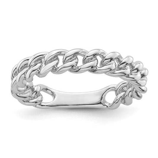 Sterling Silver Polished Chain Link Ring - Size 6