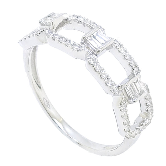 Lady's 18 Karat White Gold 0.28ct Diamond Open Link Fashion Ring - Size 7