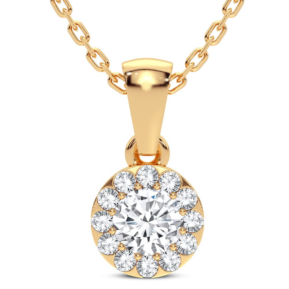 14 Karat Yellow Gold 0.27ct Diamond Cluster Pendant