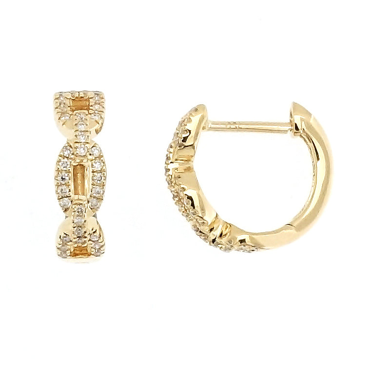 18 Karat Yellow Gold 0.15ct Diamond Huggie Earrings