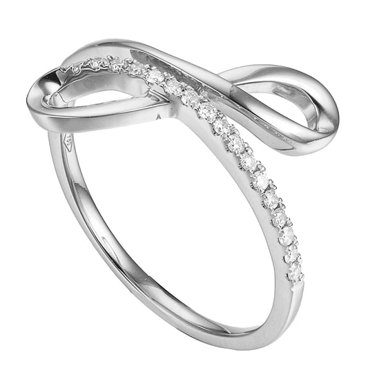 Lady's 18 Karat White Gold 0.11ct Diamond Contemporary Fashion Ring - Size 7