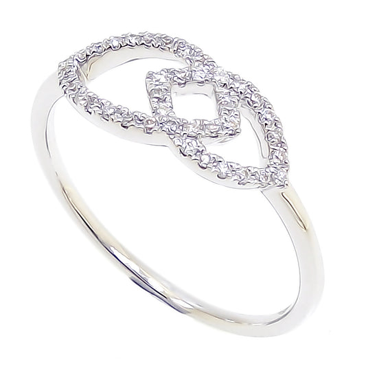 Lady's 18 Karat White Gold 0.15ct Diamond Contemporary Fashion Ring - Size 7