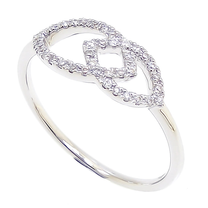 Lady's 18 Karat White Gold 0.15ct Diamond Contemporary Fashion Ring - Size 7