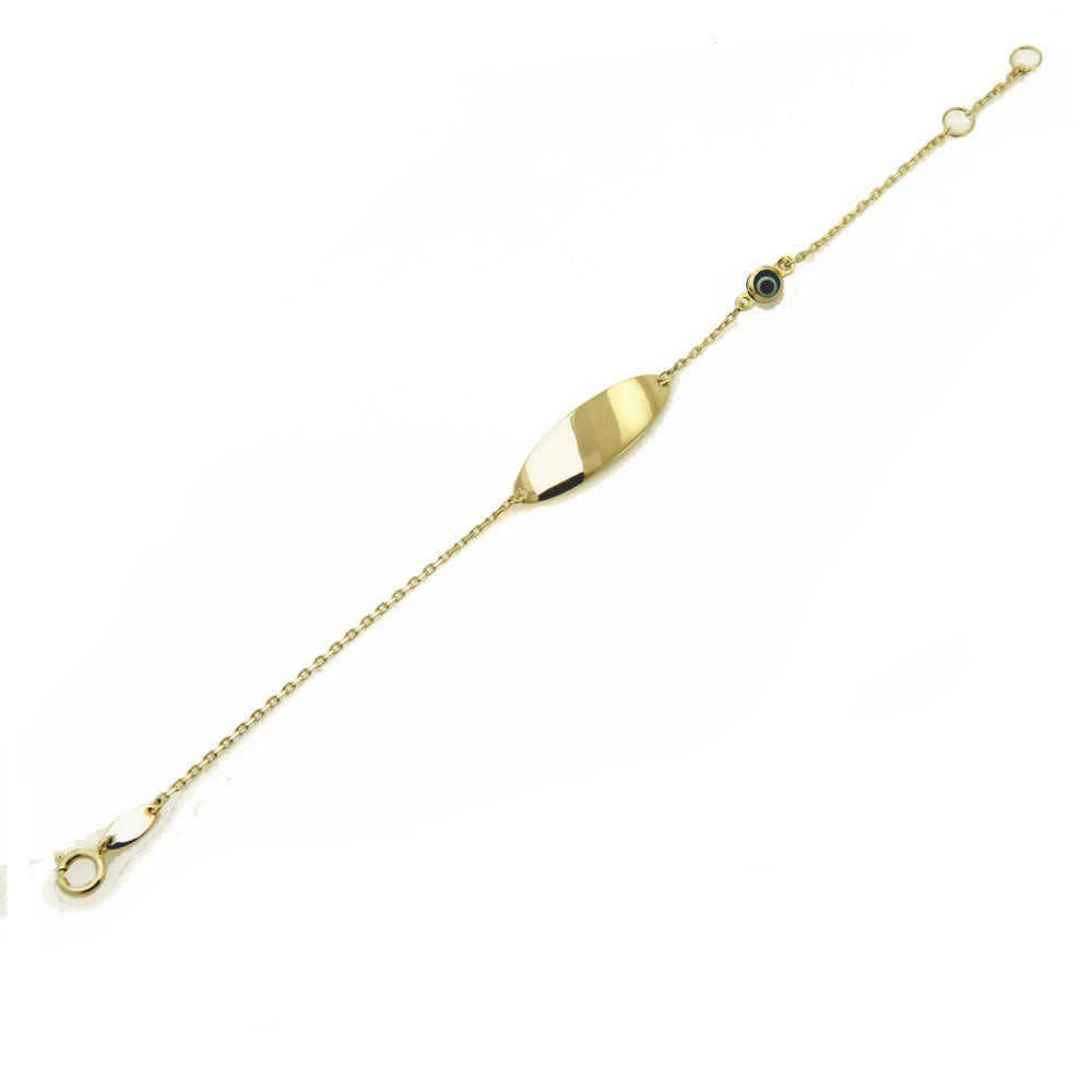 14 Karat Yellow Gold Evil Eye Baby ID Bracelet
