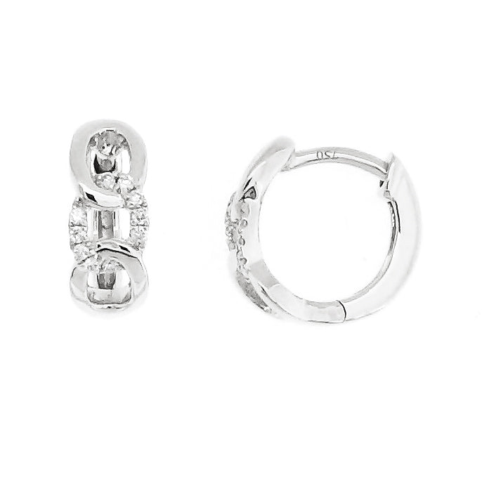 18 Karat White Gold 0.05ct Diamond Huggie Earrings