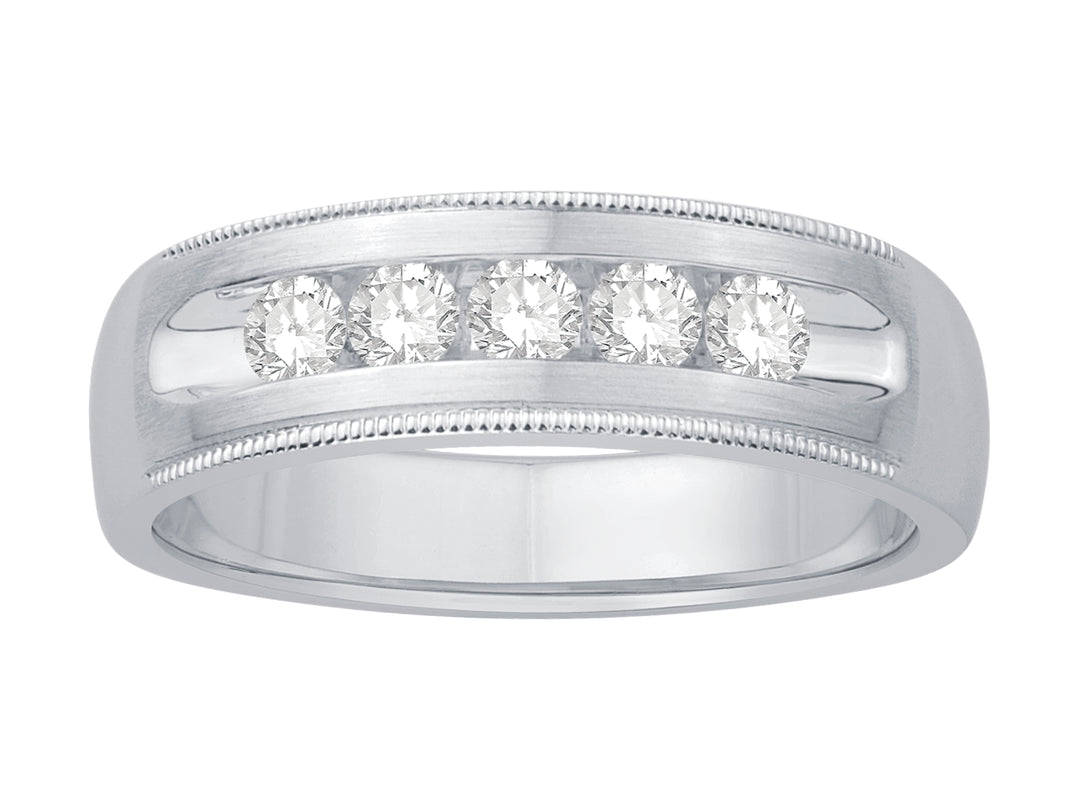 Lady's 14 Karat White Gold 0.50ct Diamond Channel Set Wedding Band - Size 5.5