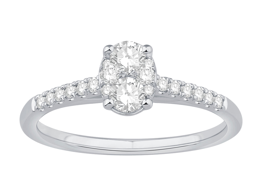 Lady's 14 Karat White Gold 0.50ct Diamond Cluster Engagement Ring - Size 7