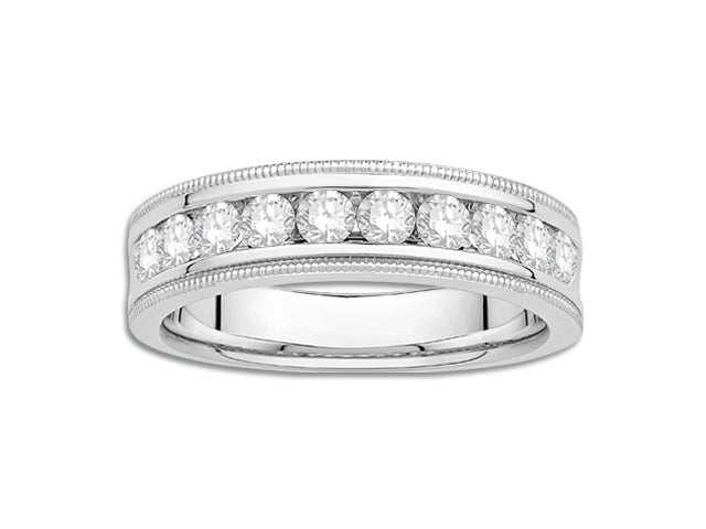 Men's 14 Karat White Gold 1.01ct Diamond Channel Set Wedding Band - Size 9.5