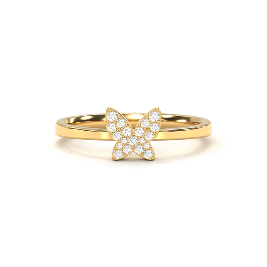 Lady's 14 Karat Yellow Gold Butterfly Diamond Fashion Ring