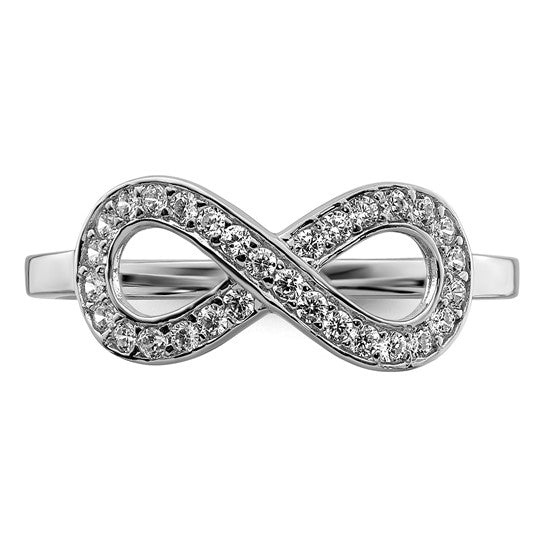 Sterling Silver Cubic Zirconia Infinity Ring - Size 10