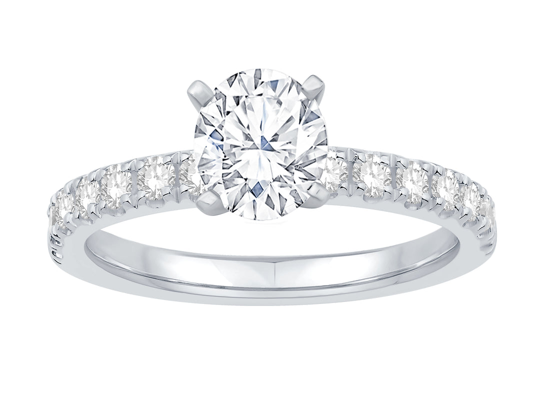 14 Karat White Gold 0.50ct Diamond Accented Semi-Mount Ring - Size 7
