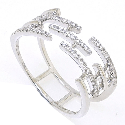 Lady's 18 Karat White Gold 0.20ct Diamond Contemporary Fashion Ring - Size 7