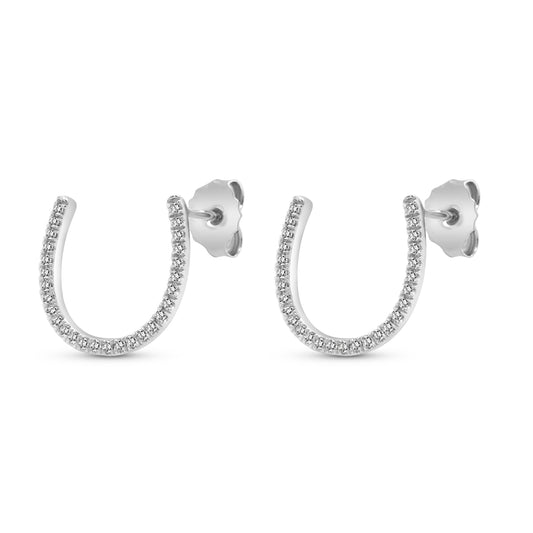 14 Karat White Gold Diamond Horseshoe Earrings