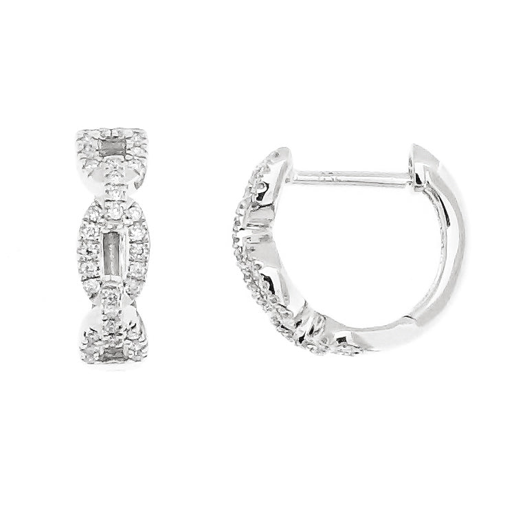 18 Karat White Gold 0.15ct Diamond Huggie Earrings