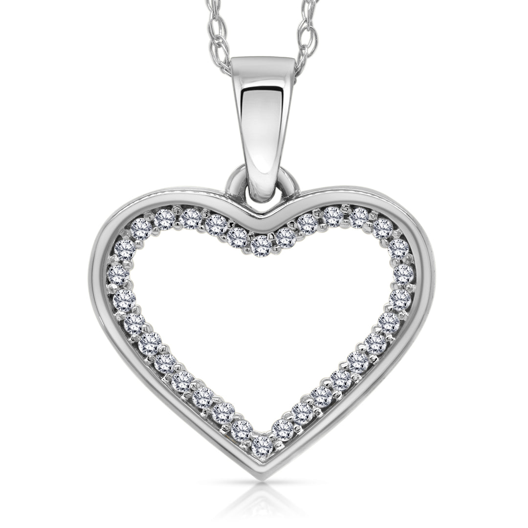 14 Karat White Gold 0.10ct Diamond Heart Pendant
