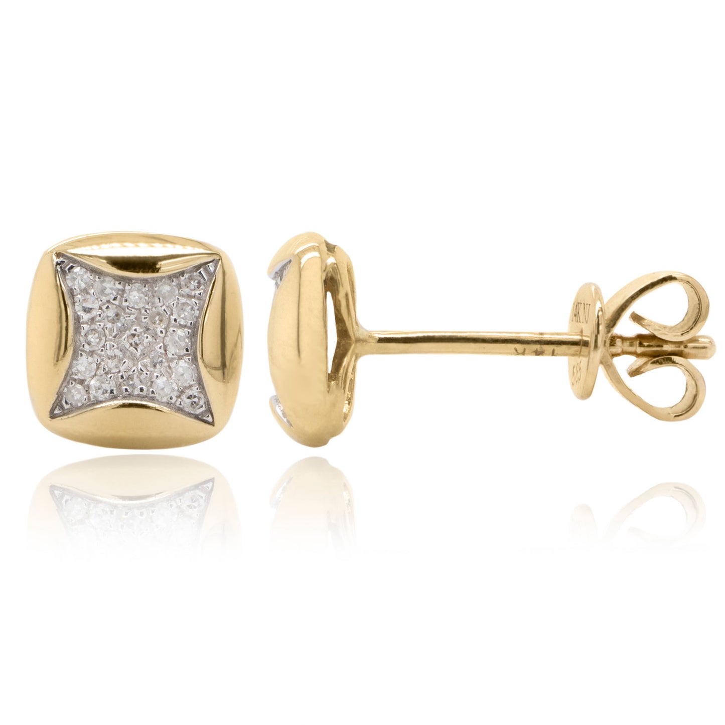 14 Karat Yellow Gold Diamond Stud Earrings