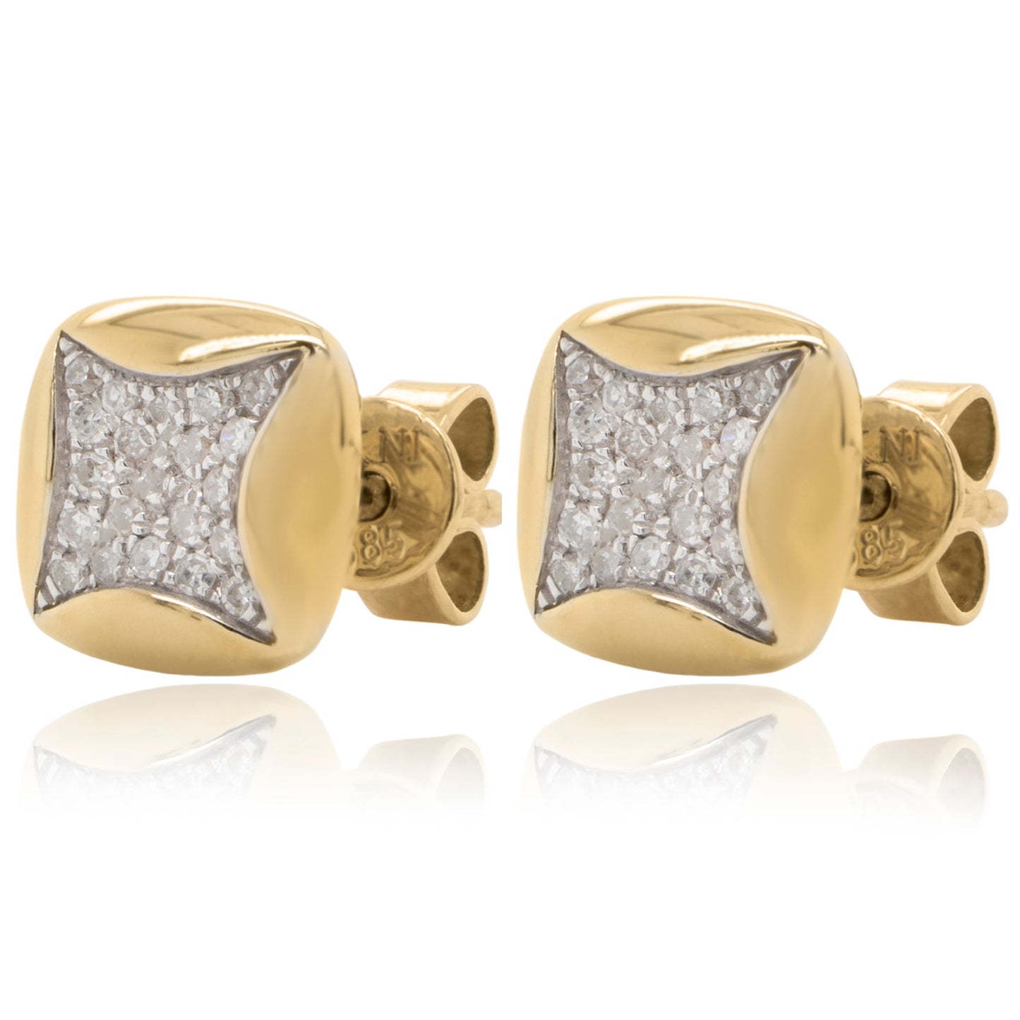14 Karat Yellow Gold Diamond Stud Earrings