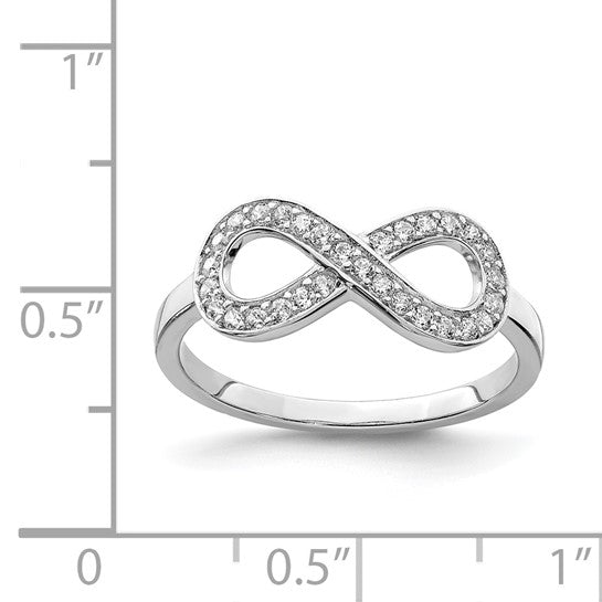 Sterling Silver Cubic Zirconia Infinity Ring - Size 10