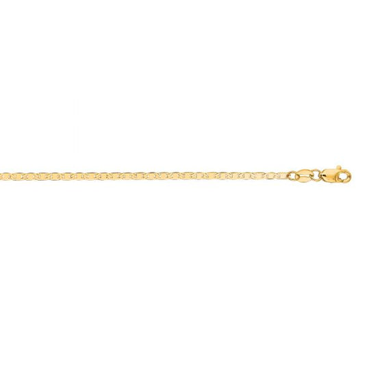 14 Karat Yellow Gold Mariner Link 10 inch Ankle Bracelet
