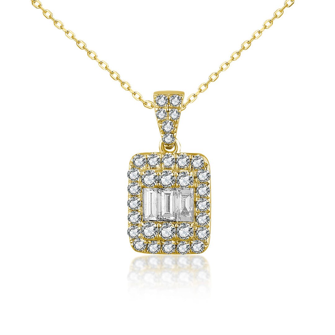 14 Karat Yellow Gold 0.60ct Diamond Cluster Pendant