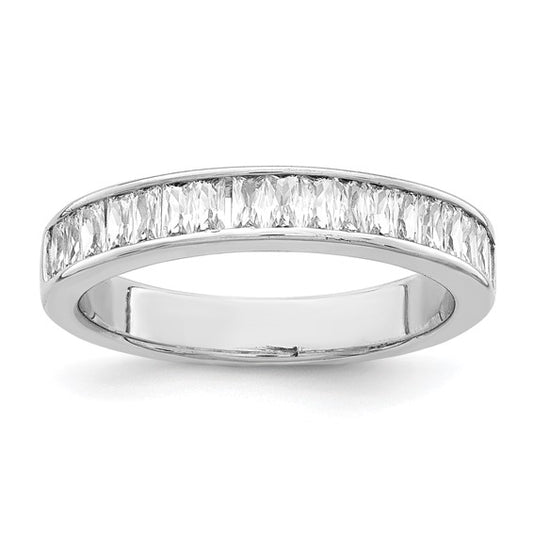 Sterling Silver Channel Set Cubic Zirconia Ring - Size 7