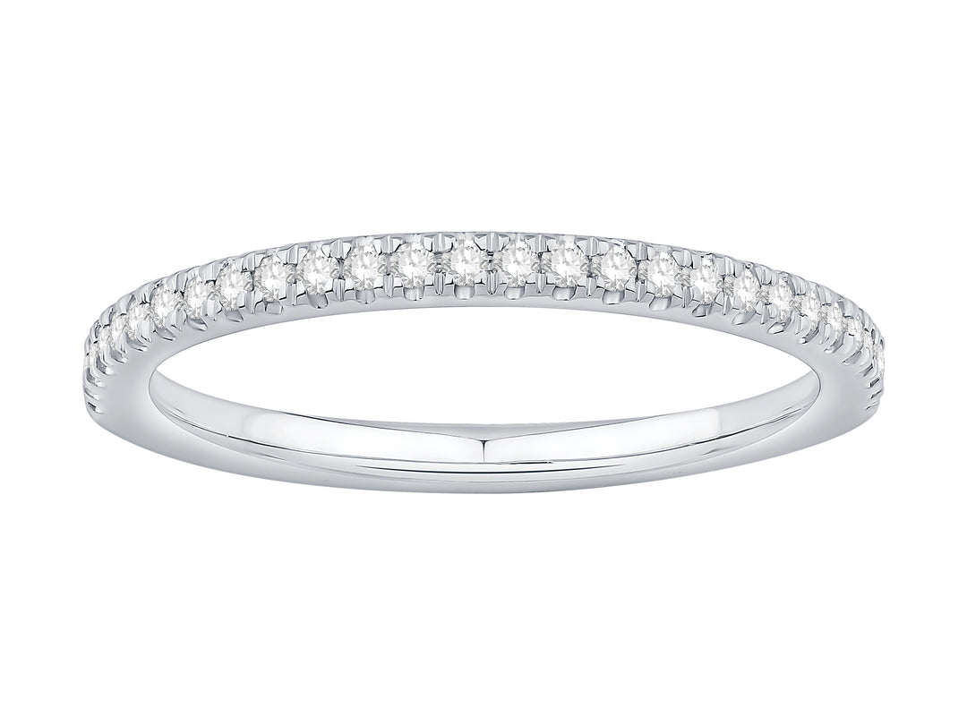 Lady's 14 Karat White Gold 0.17ct Diamond Half Anniversary Wedding Band - Size 7