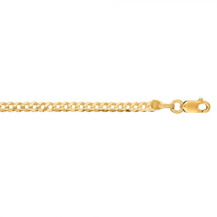 14 Karat Yellow Gold Cuban Link Ankle Bracelet 10 inch