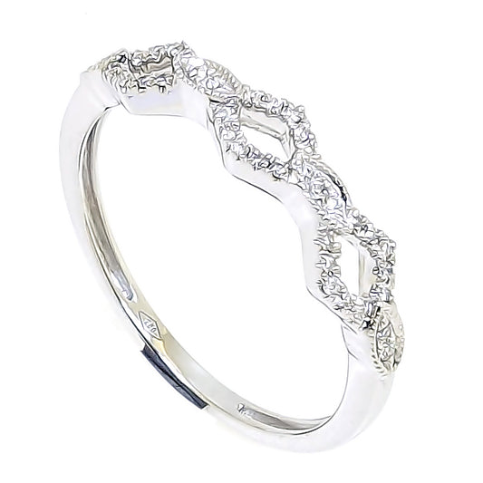 Lady's 18 Karat White Gold 0.11ct Diamond Contemporary Fashion Ring - Size 7