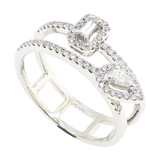Lady's 18 Karat White Gold 0.37ct Diamond Contemporary Fashion Ring - Size 7