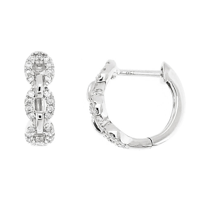 18 Karat White Gold 0.11ct Diamond Huggie Earrings
