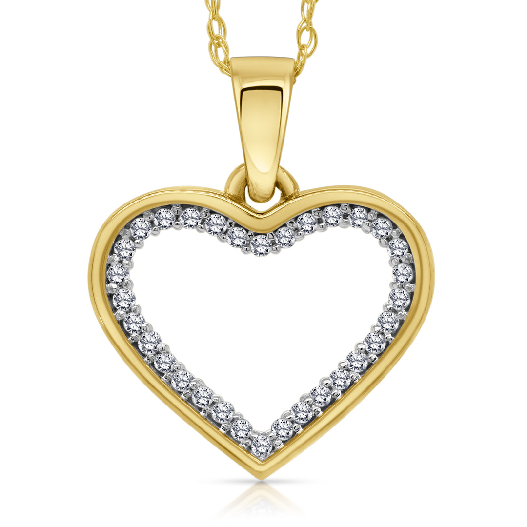 14 Karat Yellow Gold 0.10ct Diamond Heart Pendant