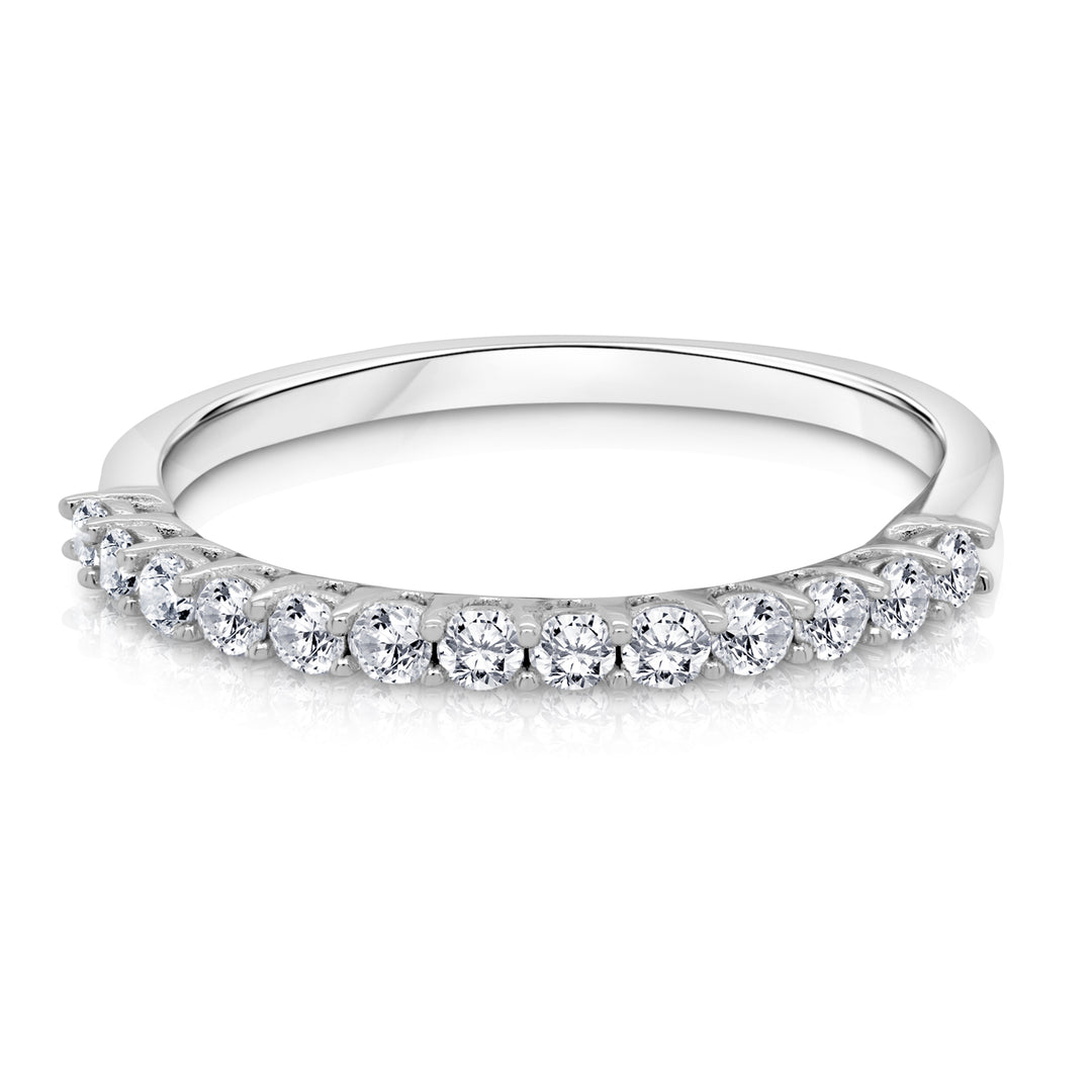 Lady's 14 Karat White Gold 0.30ct Diamond Half Anniversary Wedding Band - Size 7