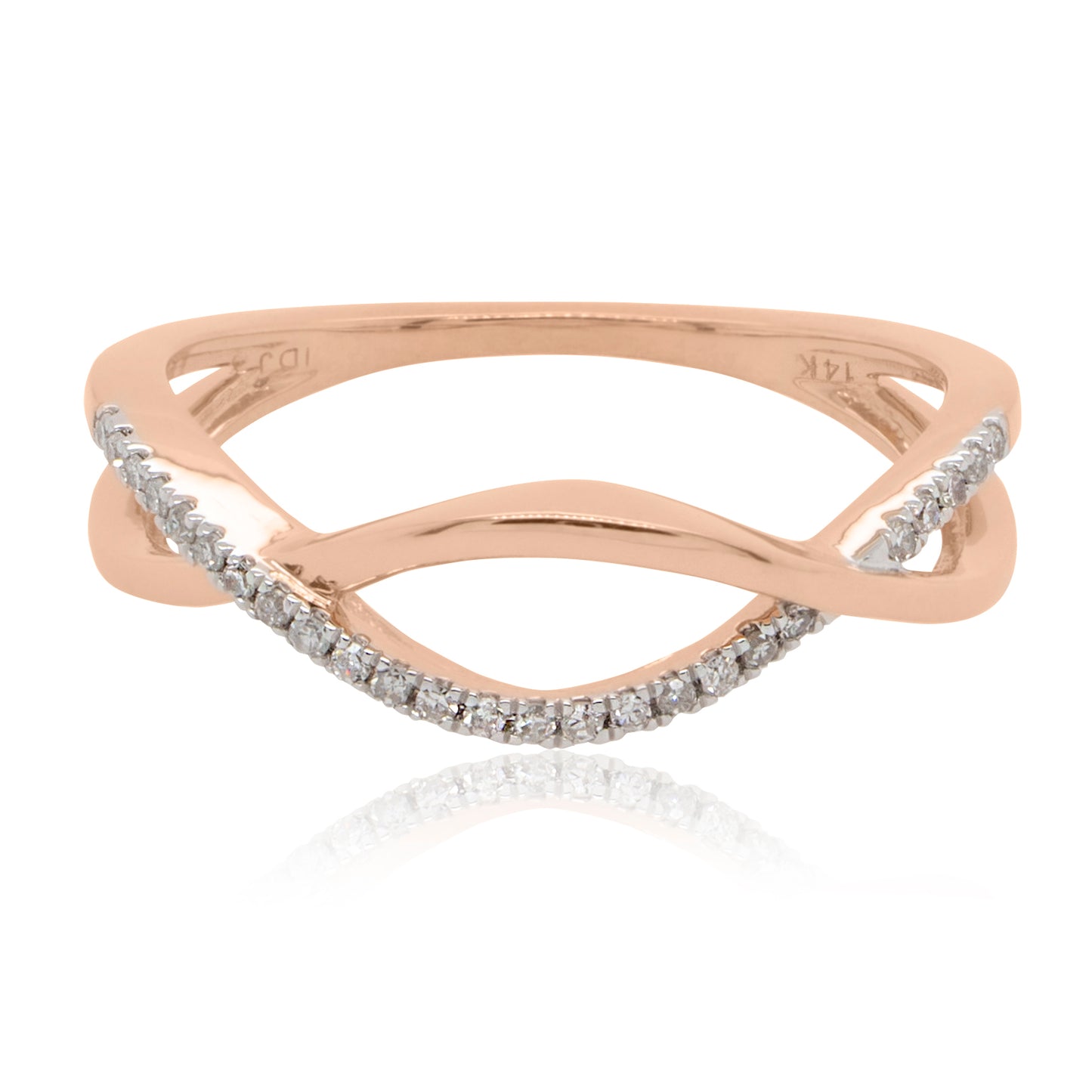 Lady's 14 Karat Rosé Gold Contemporary Diamond Fashion Ring