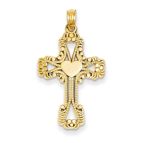 14 Karat Yellow Gold Cross Charm Pendant