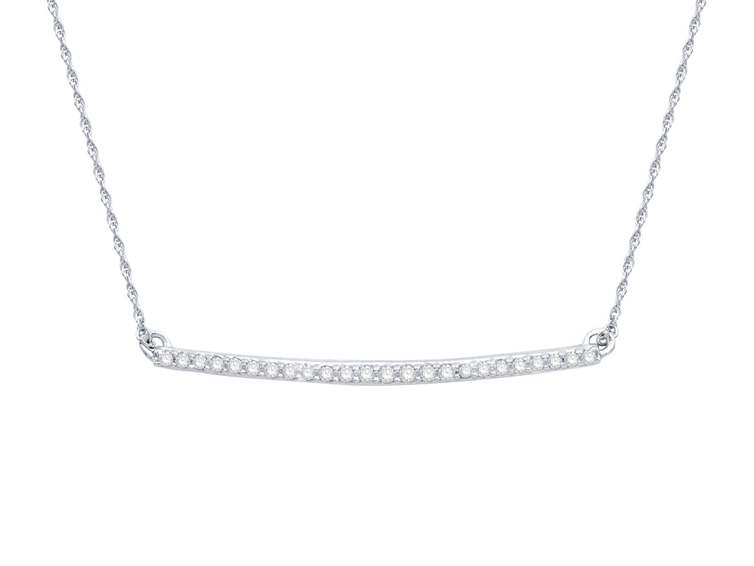 14 Karat White Gold 0.10ct Diamond Bar Pendant