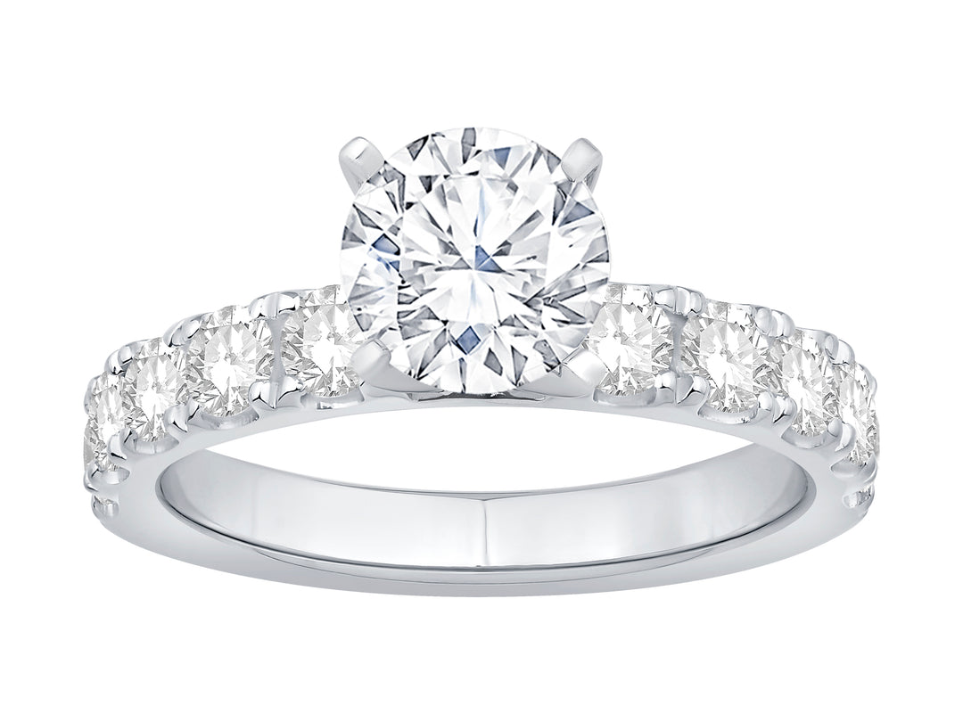 14 Karat White Gold 0.90ct Diamond Accented Semi-Mount Ring - Size 7