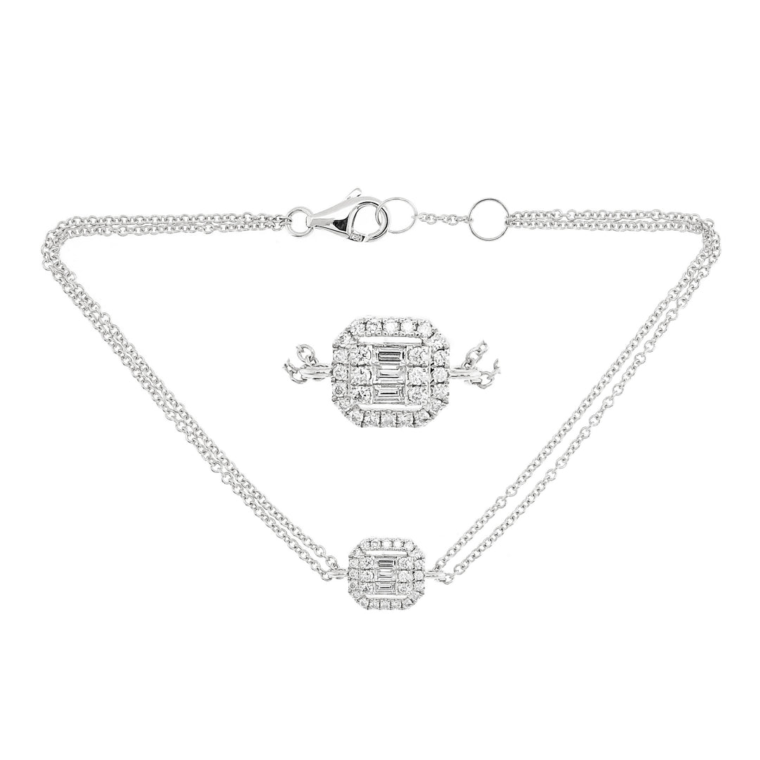 18 Karat White Gold 0.21ct Diamond Cluster Bracelet - 7 inch