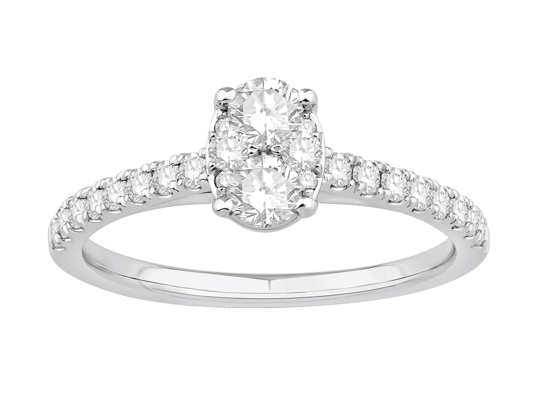 Lady's 14 Karat White Gold 0.74ct Diamond Cluster Engagement Ring - Size 7