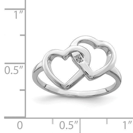 Sterling Silver Double Interlocking Heart Ring - Size 6