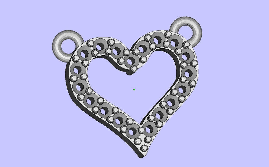 A image showing the digital design of the heart portion of the Two Name Diamond Name Necklace with Heart