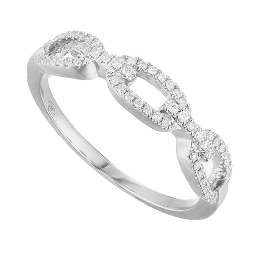 Lady's 18 Karat White Gold 0.16ct Diamond Open Link Fashion Ring - Size 7