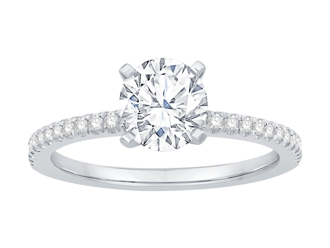 14 Karat White Gold 0.12ct Diamond Accented Semi-Mount Ring - Size 7